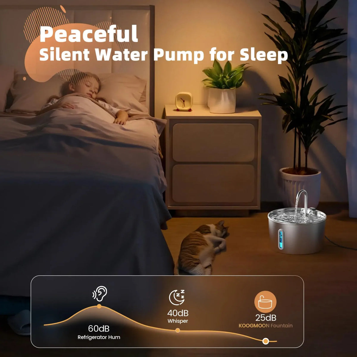 Fontaine à Eau Silencieuse en Inox pour Chats & Chiens — Filtre Purificateur