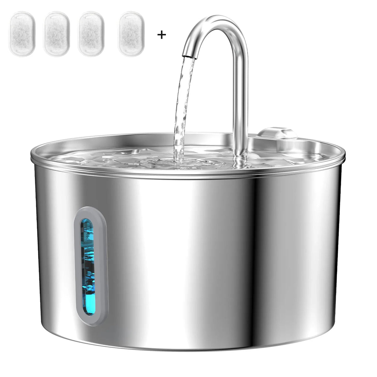 Fontaine à Eau Silencieuse en Inox pour Chats & Chiens — Filtre Purificateur